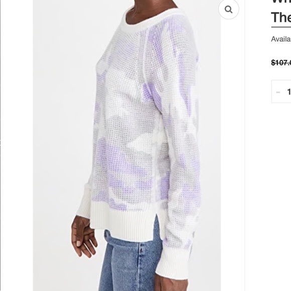 WHITE + WARREN Camo Print Cashmere Thermal Sweatshirt NWOT/sz S - Picture 4 of 14
